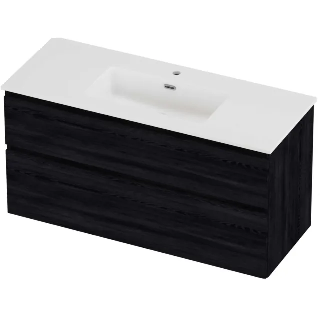 Proline Tribute Badmeubelset Porselein Elegant 1 Kraangat 120x46x62 cm Mat White Black Oak Eiken