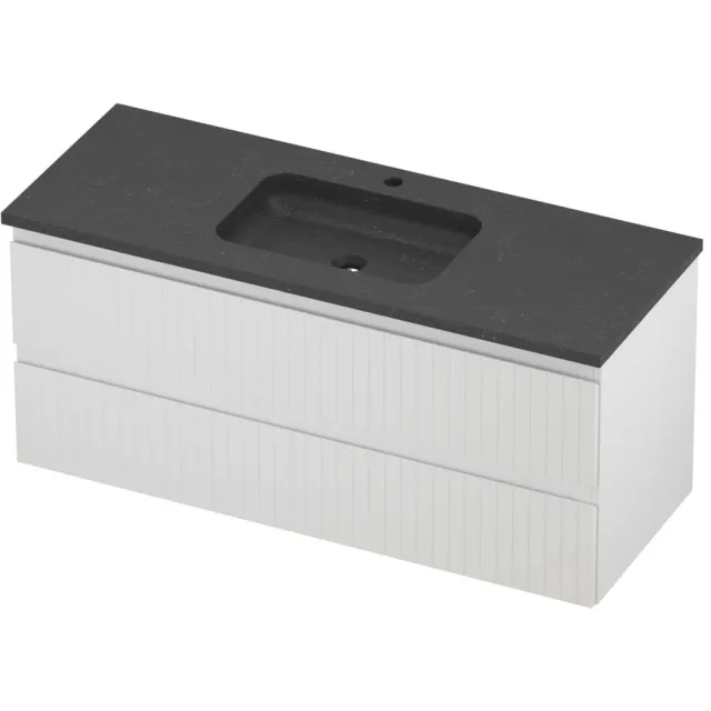 Proline Rollo Badmeubelset Hardsteen Elegant 1 Gat Gefreesd 120x46x54 cm Blue Stone Mat Wit