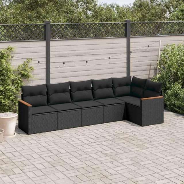 vidaXL Patio Sofa Set 6-zits Black, foto 2