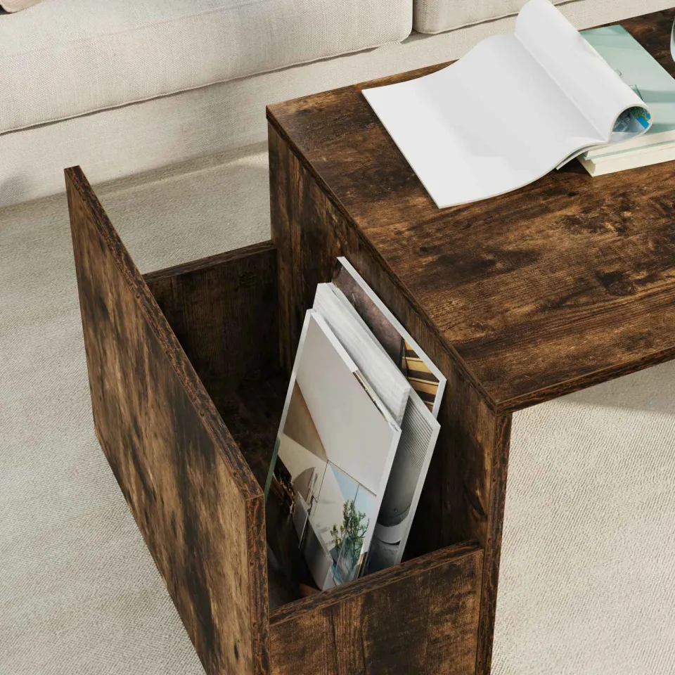 vidaXL Salontafel Gerookt eiken 90 x 45 x 35 cm Bewerkt hout, foto 4