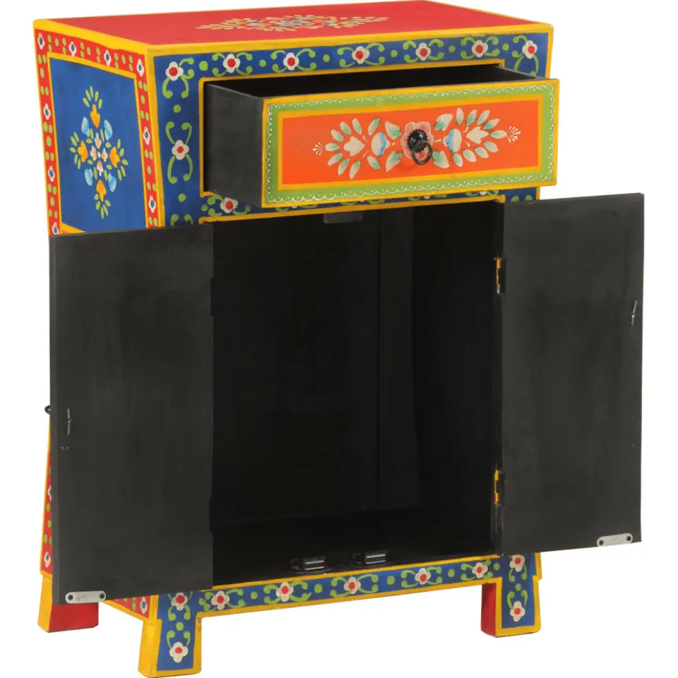 vidaXL Dressoir handgeschilderd 54x30x74 cm massief mangohout meerkleurig, foto 4