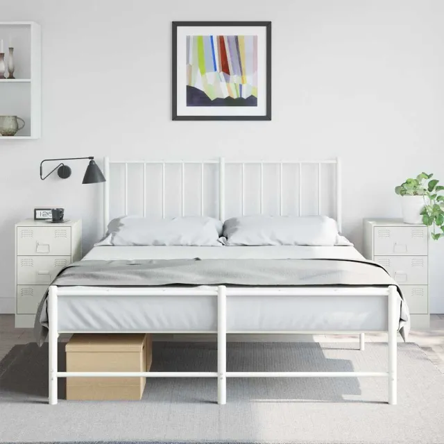 vidaXL Nachtkastjes 2 st 34,5x39x62 cm staal wit, foto 2