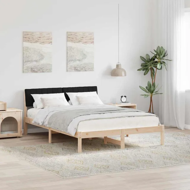 vidaXL Bedframe Bruin en zwart 135 x 190 cm Massief grenenhout