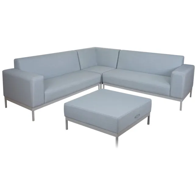 MCW Hoekbank MCW-C47, sofa lounge bank, stof/textiel binnenshuis waterafstotend 245cm ~ blauw zonder plank