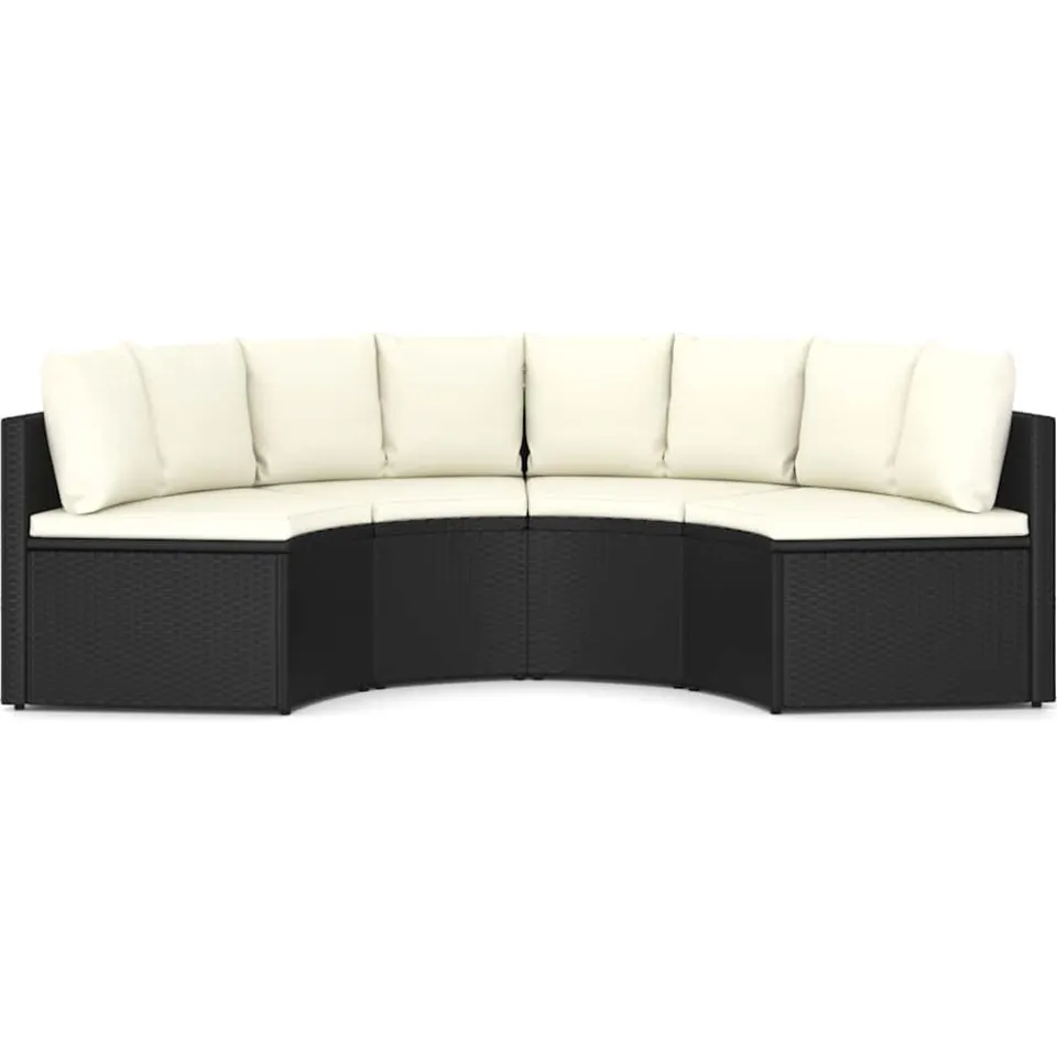 vidaXL 4-delige Loungeset met kussens poly rattan zwart