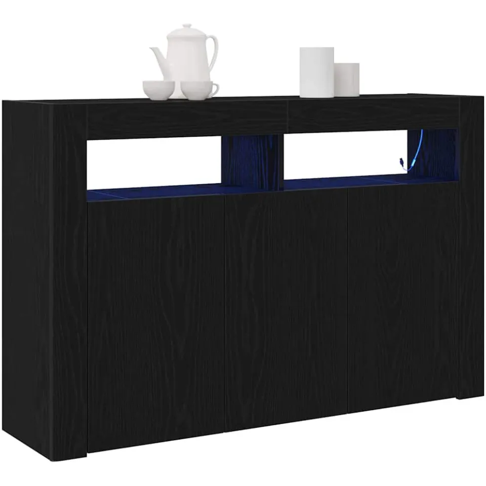 vidaXL Dressoir Zwart eiken 116 x 30 x 75 cm Bewerkt hout