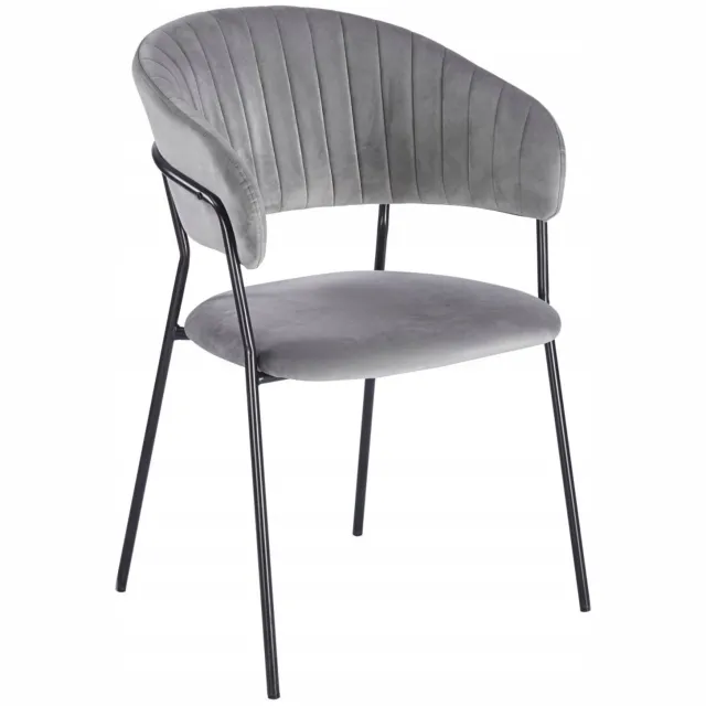 Furnitex K4-FX (B) Riviera 91 - Eetkamerstoel - Grijs fluweel - Zwarte metalen poten Grijs;Zwart