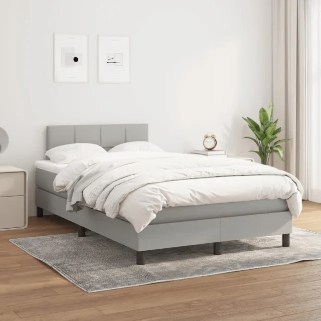 vidaXL Boxspring met matras stof lichtgrijs 120x200 cm grijs