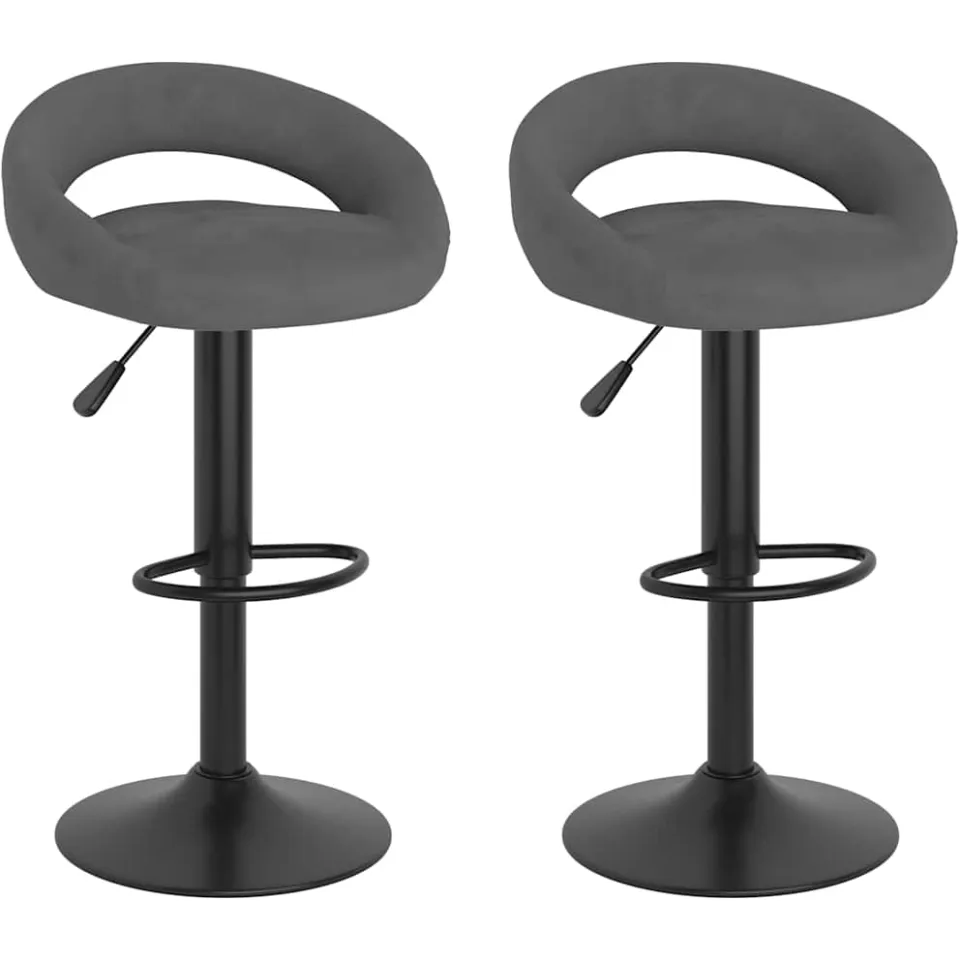 vidaXL Barkrukken 2 st fluweel donkergrijs grijs, foto 3