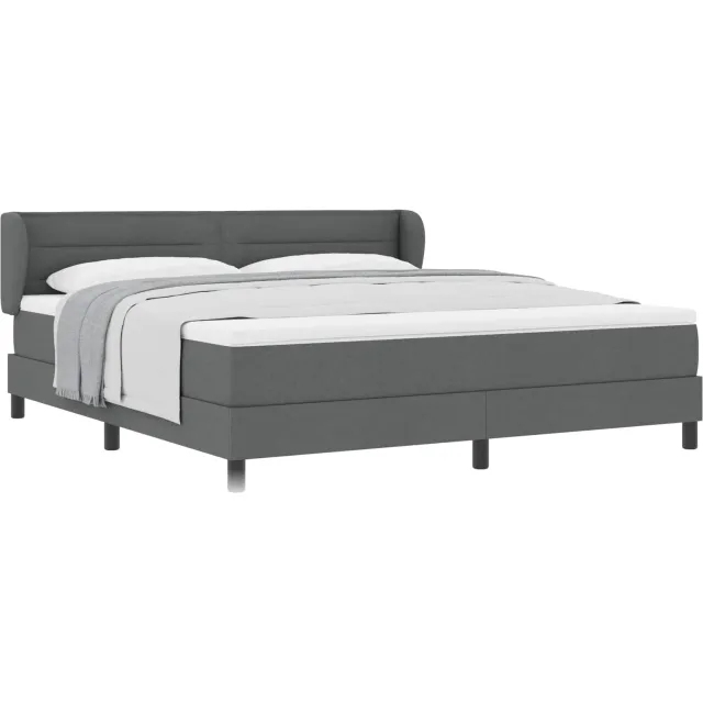 vidaXL Boxspringbed met hoofdeinde Donkergrijs 180 x 200 cm Stof