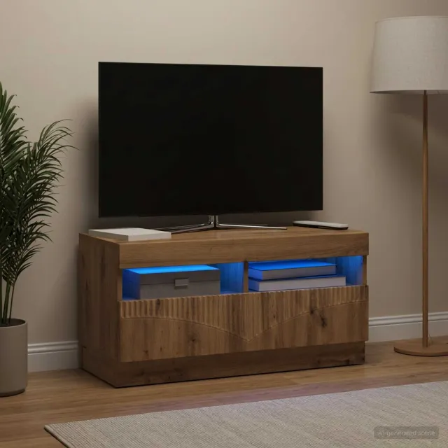 vidaXL LED tv-meubel Artisanaal eiken Bewerkt hout Bruin