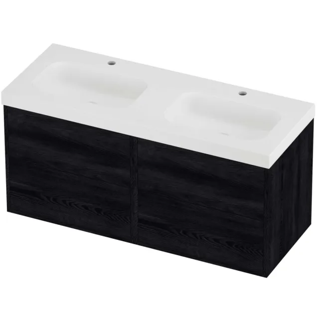 Proline Haga Badmeubelset Polystone Mezza 120x46x58 cm Mat White Black Oak Eiken
