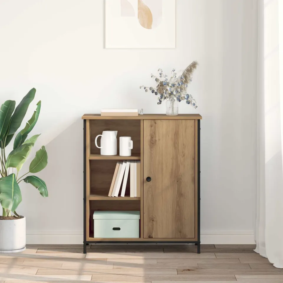 vidaXL Dressoir Artisan Eiken 70 x 30 x 80 cm Bewerkt hout, foto 4
