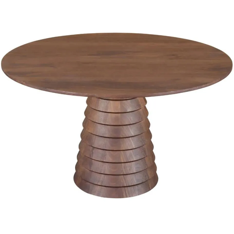 Giga Meubel Eettafel Marín - Rond Donkerbruin Mangohout - 130x130x76cm, foto 3