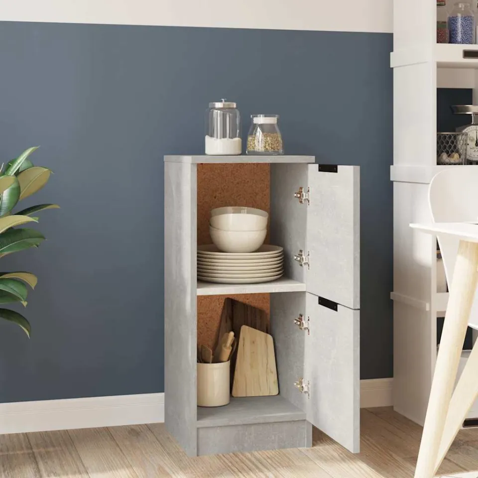 vidaXL Dressoir 30x30x70 cm bewerkt hout betongrijs grijs, foto 4