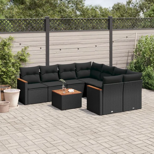 vidaXL Patio Sofa Set 9-zits Black, foto 2
