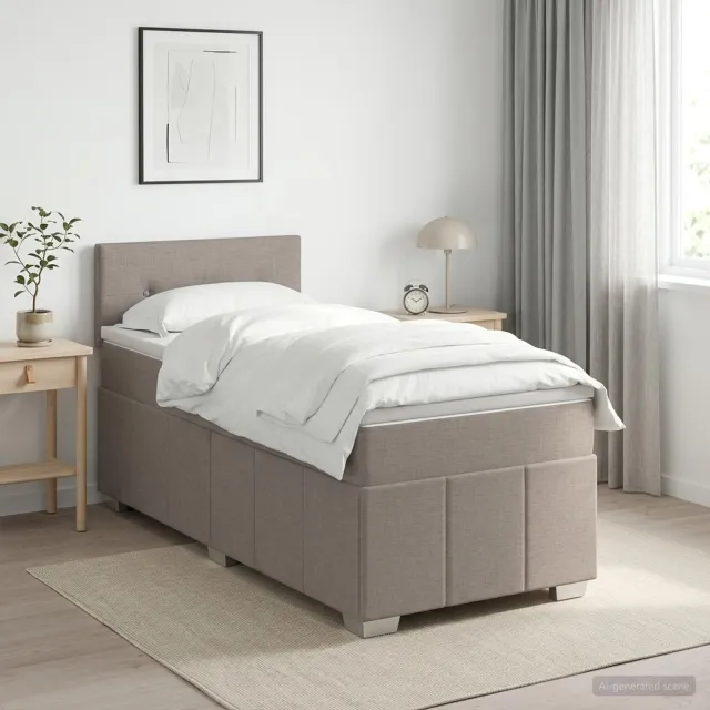vidaXL Boxspringbed met matras met hoofdeinde Taupe 100 x 200 cm Stof