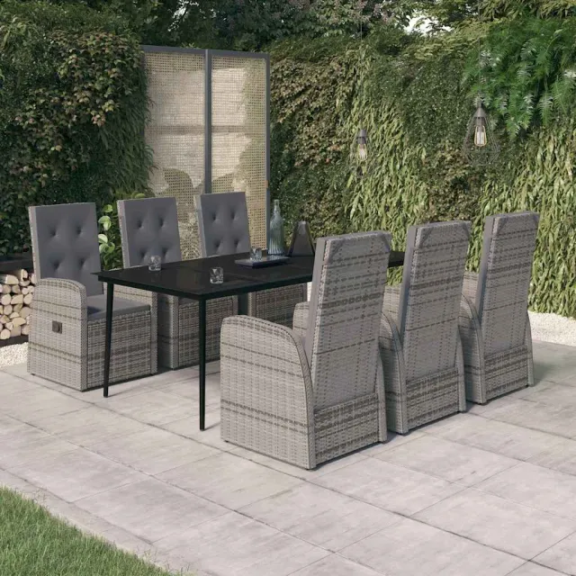 vidaXL 7-delige Tuinset met kussens grijs, foto 2