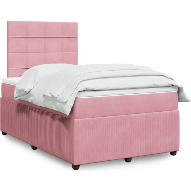 vidaXL Boxspring met matras fluweel roze 120x200 cm