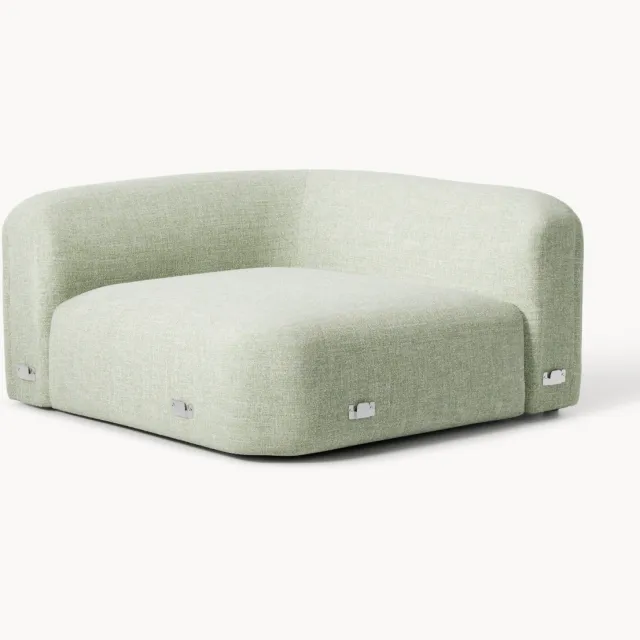 Westwing Collection Ronde bouclé hoekmodule Wolke Lichtgroen