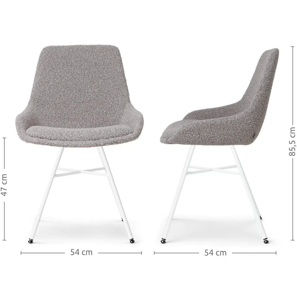 Nolon Noa-Isa eetkamerstoel bouclé taupe - wit onderstel, foto 3