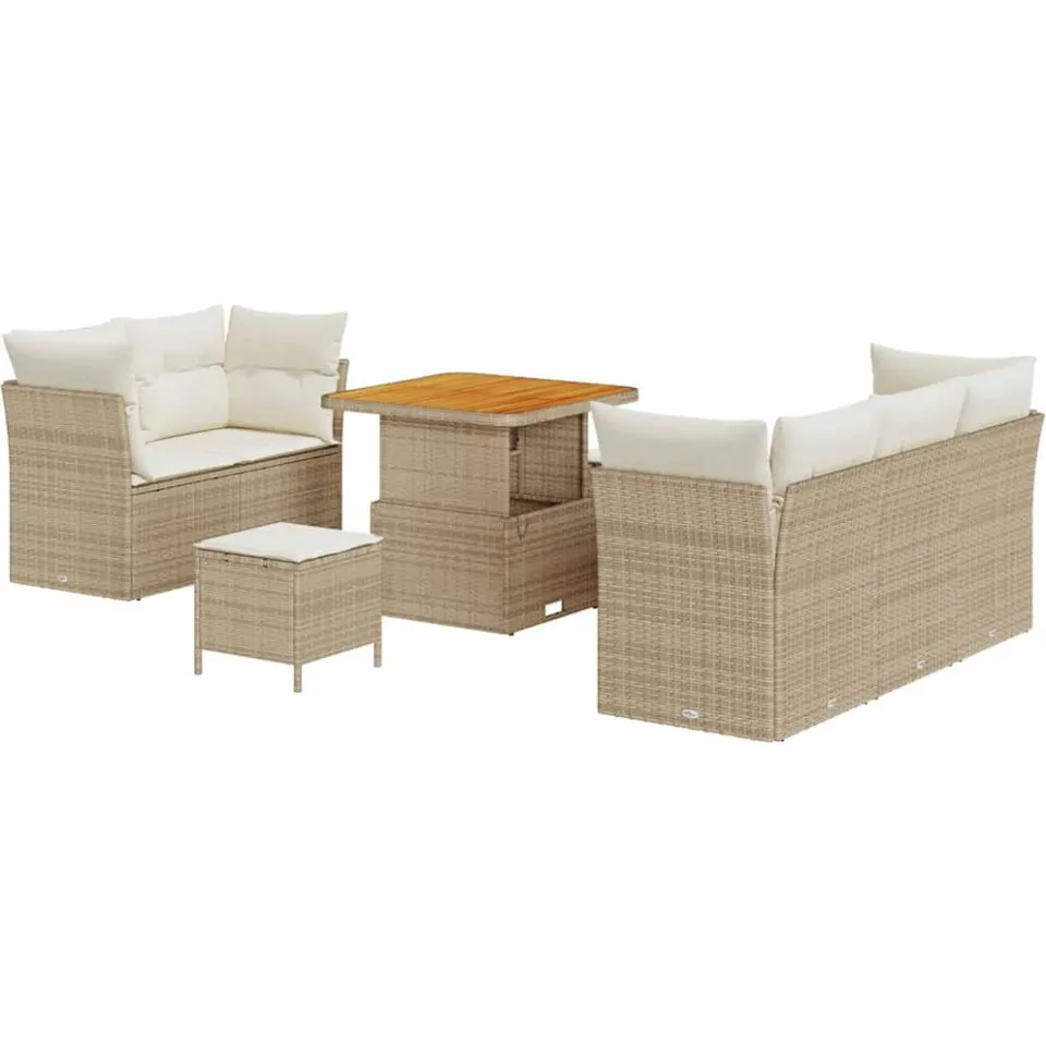vidaXL Tuin Sofa Set 8 st Beige poly rattan