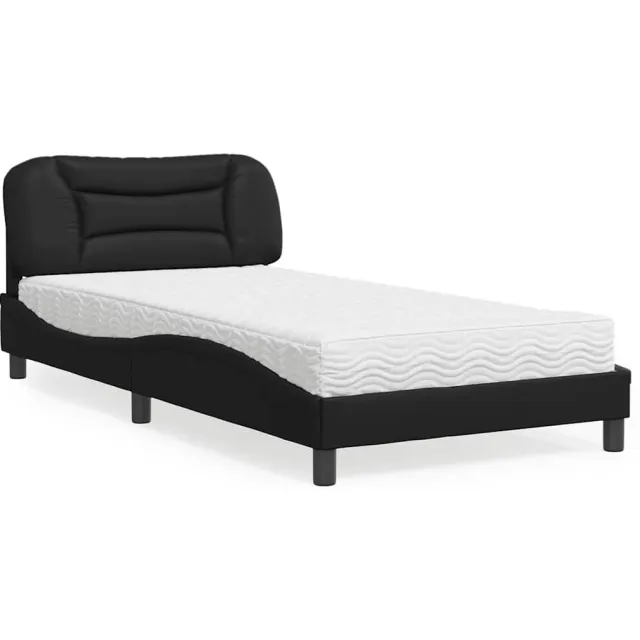 vidaXL Bed met matras "Hvar" kunstleer zwart 100x200 cm