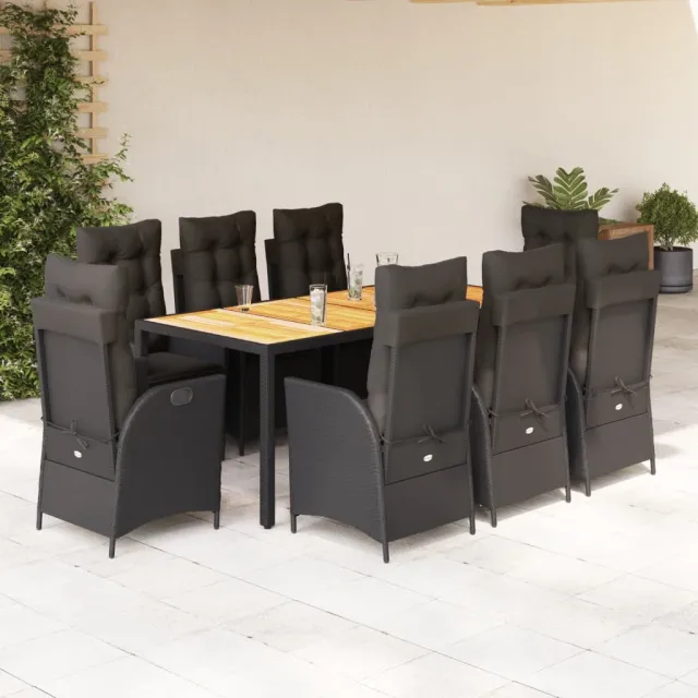vidaXL 9-delige Tuinset poly rattan zwart, foto 2