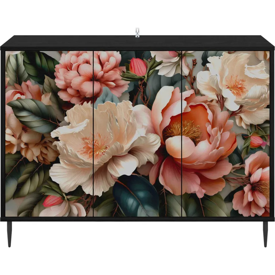 vidaXL Dressoir BORNE Zwart eiken 102 x 33 x 76 cm Bewerkt hout, foto 4