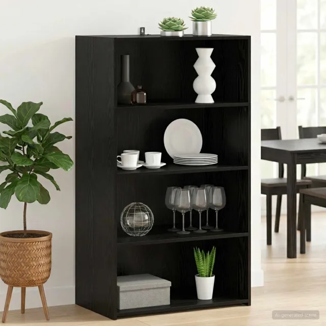 vidaXL Hoge kast Zwart eiken 70 x 41 x 124 cm Bewerkt hout