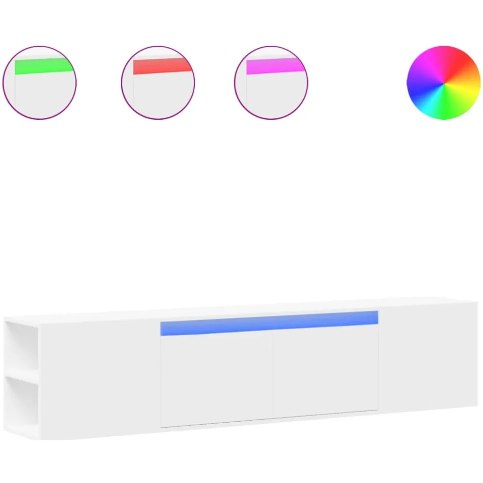 vidaXL Tv-wandmeubel met LED-verlichting 180x31x39,5 cm wit