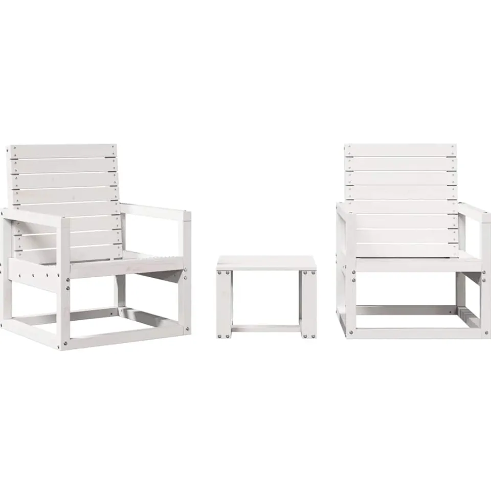 vidaXL 3-delige Loungeset massief grenenhout wit