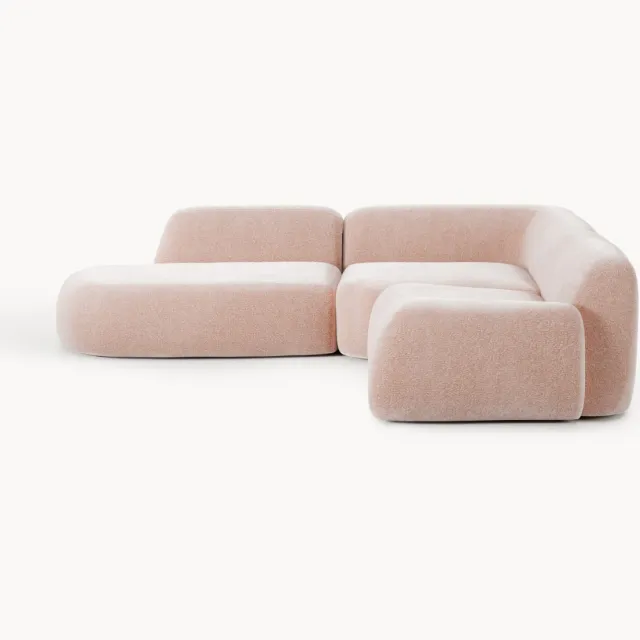 Westwing Collection Modulaire hoekbank Wolke (4-zits) met chaise longue Roze