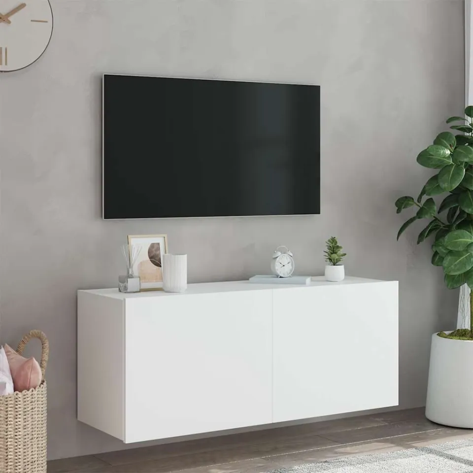 vidaXL Tv-wandmeubel met LED-verlichting 100x35x41 cm wit, foto 4