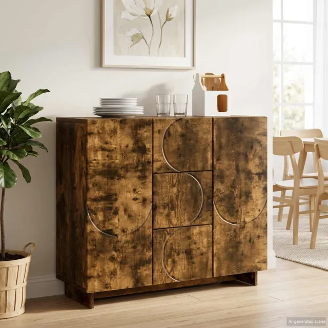 vidaXL Dressoir Gerookt eiken 85,5 x 31 x 75 cm Bewerkt hout Bruin