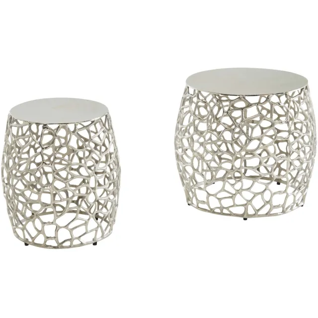 Cosmo Casa Bijzettafels - Set van 2 - Aluminium - Zilver - 46 x 46 x 42 cm