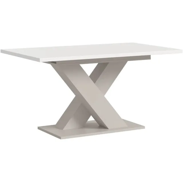 Furnilux Moderne eettafel met X-poot - Witte of kasjmier look - 150 cm breed Beige