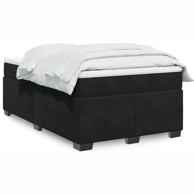 vidaXL Boxspring met matras fluweel zwart 120x200 cm