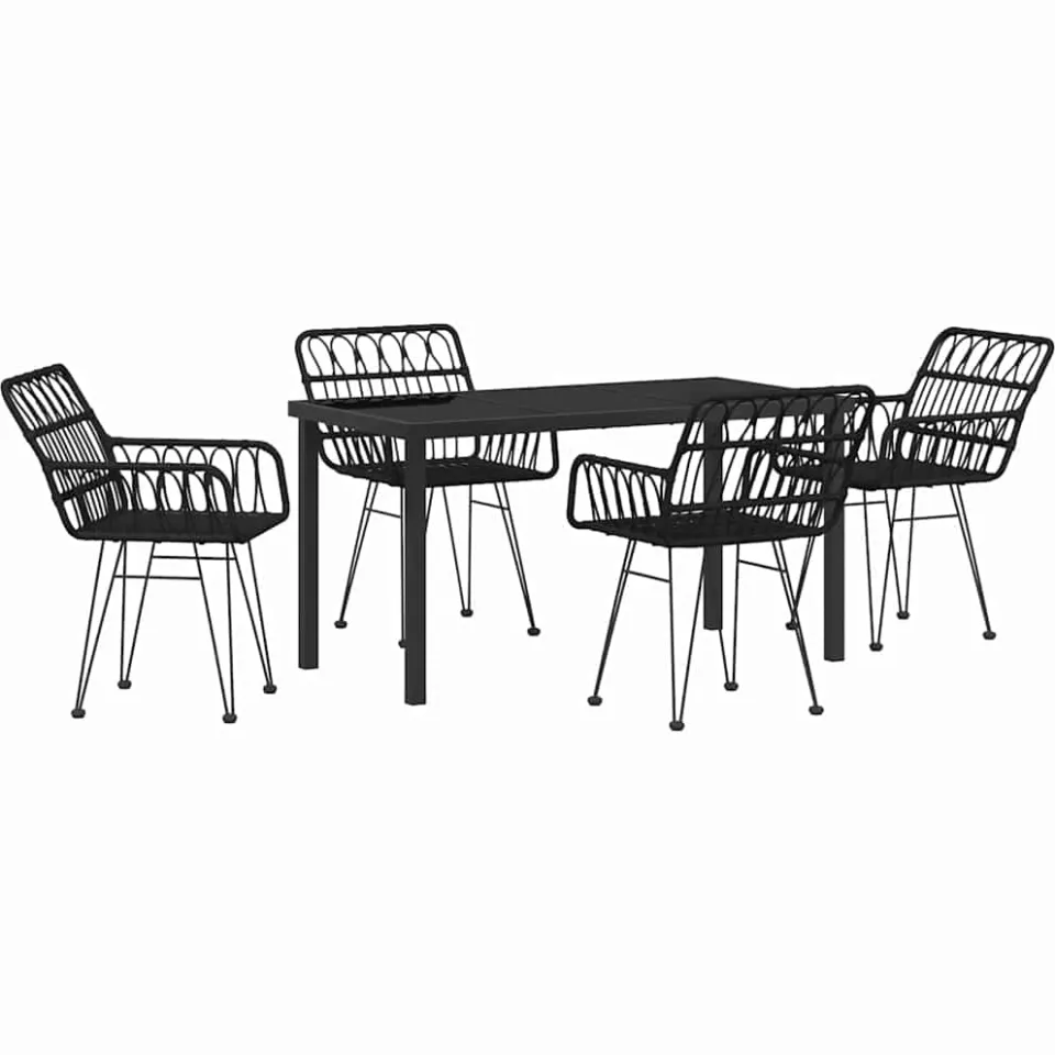vidaXL Tuin eettafelset 5 st Zwart Gepoedercoat staal