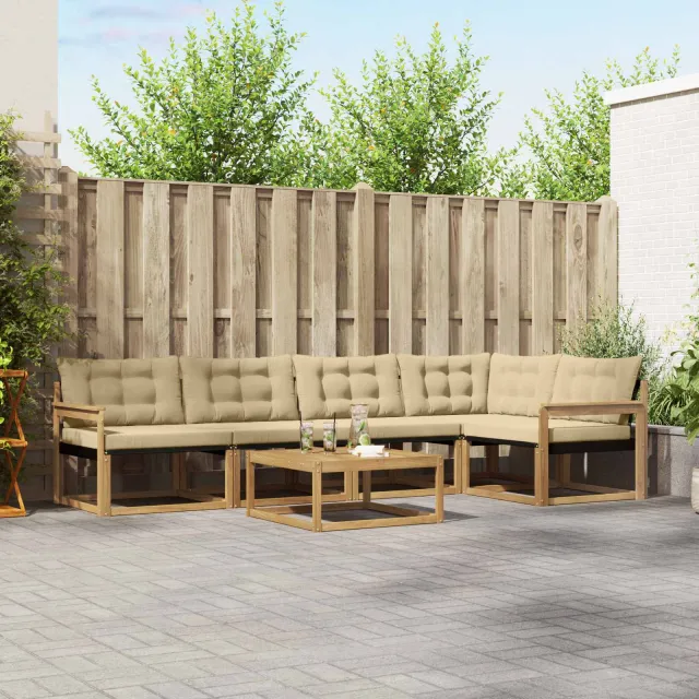 vidaXL Buiten bankenset 6 st Wit en Beige Bruin