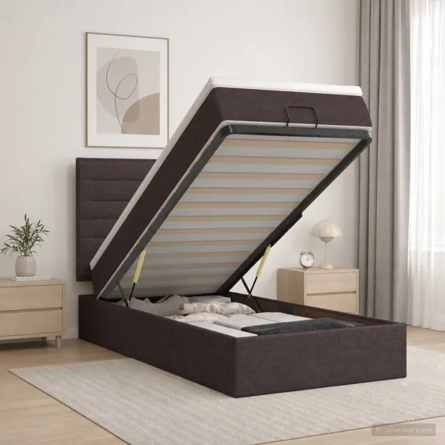 vidaXL Ottoman bed met matras Donkerbruin 100 x 200 cm Stof