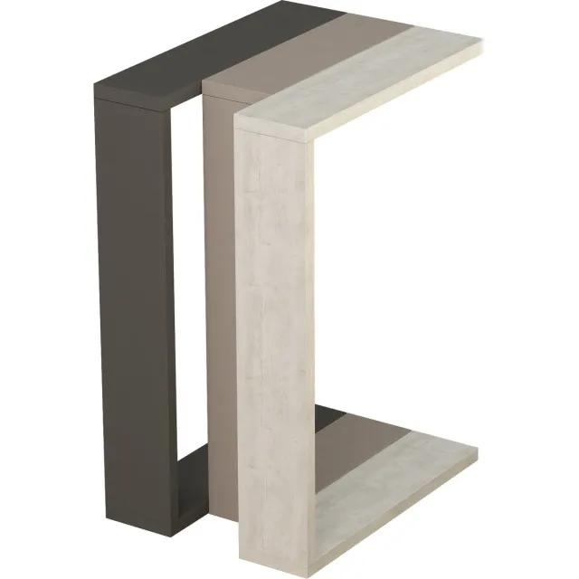 Hocus Picus Bijzettafel - Antraciet/Licht Mokka/Antiek Wit - 30x57 cm Antraciet -Licht Mokka- Antiek Wit