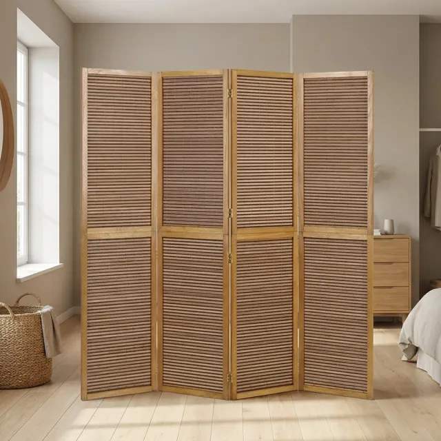 Homestyle4u Kamerscherm 4 panelen - 176x175 cm - bruin - 4-delig - bamboe latten