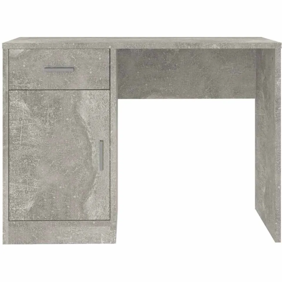 vidaXL Bureau met kast en lade 100x40x73 cm bewerkt hout betongrijs grijs, foto 4