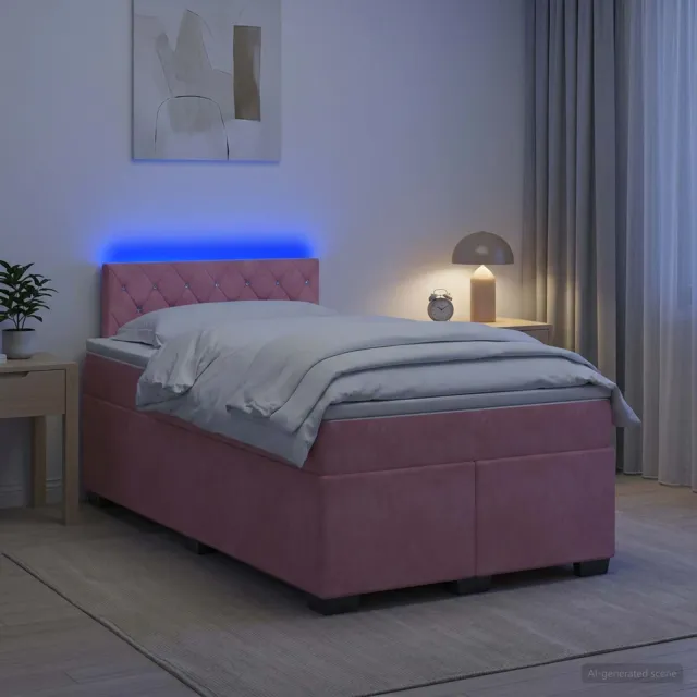 vidaXL Boxspring Bed met Matras en LED Roze 120 x 200 cm fluweel