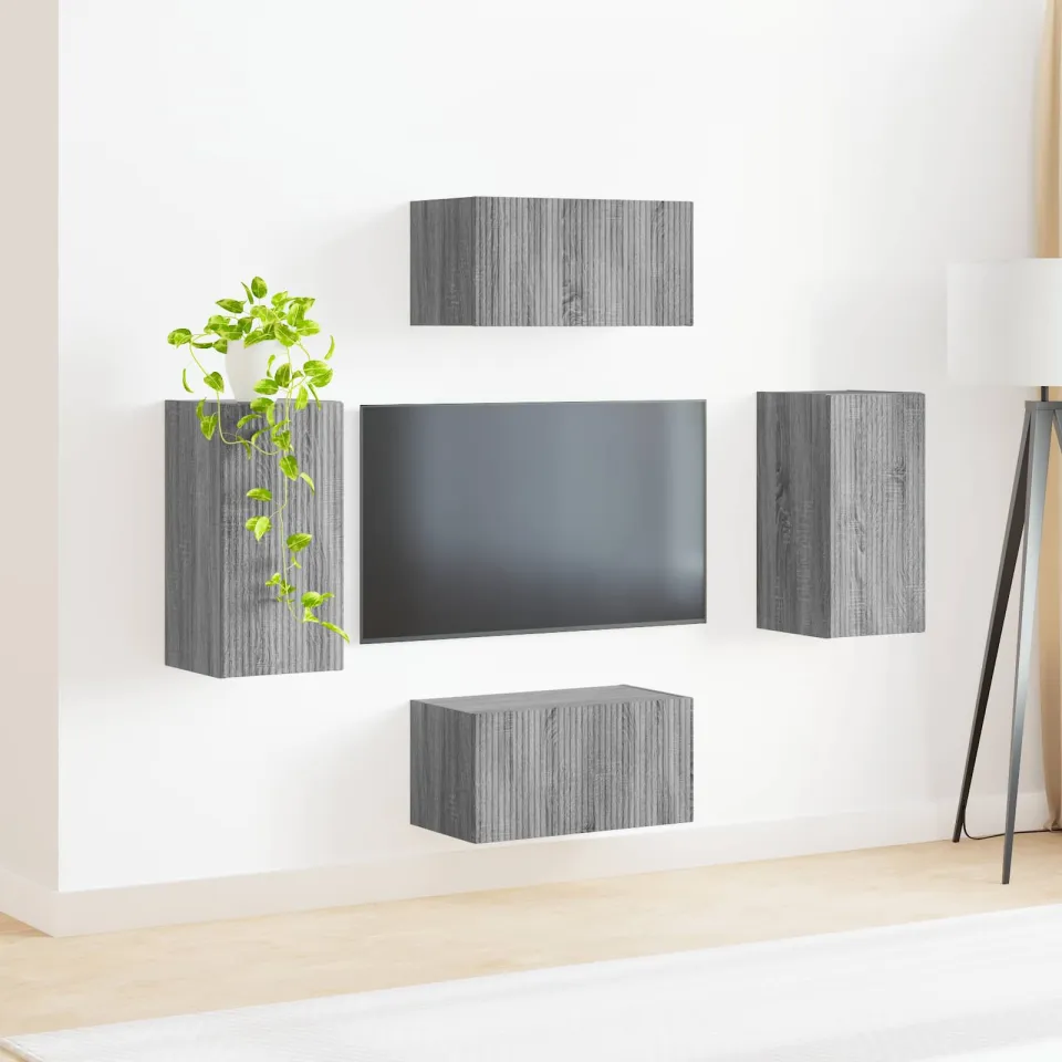 vidaXL Tv-meubelset 4 st Grijs Sonoma Bewerkt hout, foto 4
