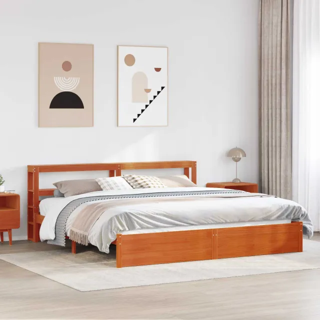 vidaXL Bedframe met plank Wasbruin 180 x 200 cm Massief Vurenhout bruin