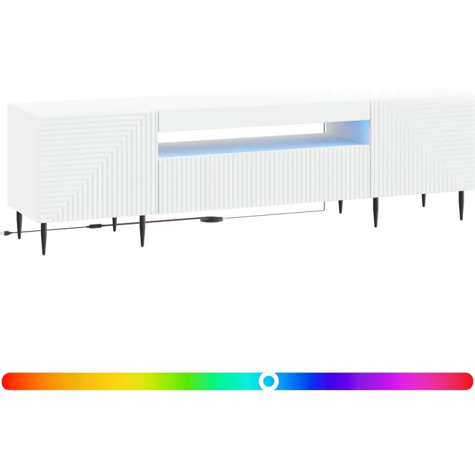 vidaXL LED tv-meubel HAARLEM 153 x 35 x 43 cm Wit Bewerkt hout