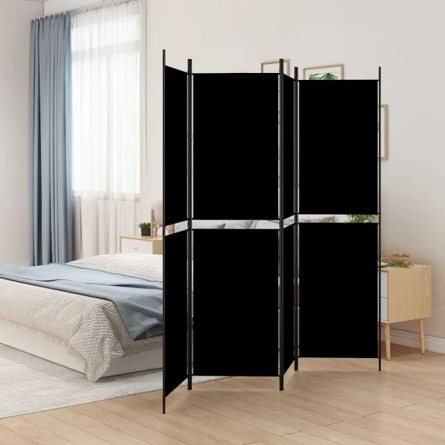 vidaXL Kamerscherm met 4 panelen 200x200 cm stof zwart, foto 2