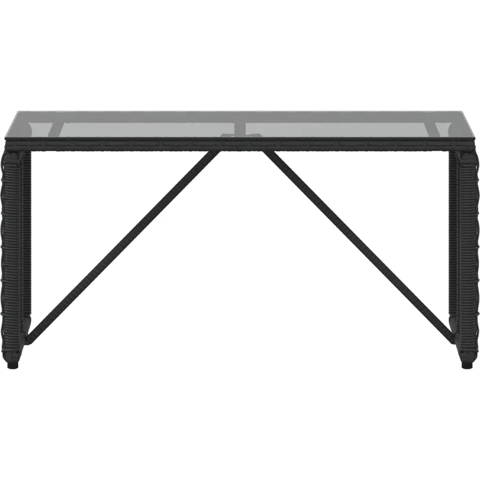 vidaXL Buiten Tafel Zwart 80 x 40 x 40 cm PE Rattan en Glas, foto 4
